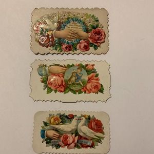 Vintage Cards Embossed Design Shaped Edges Small Set of 3